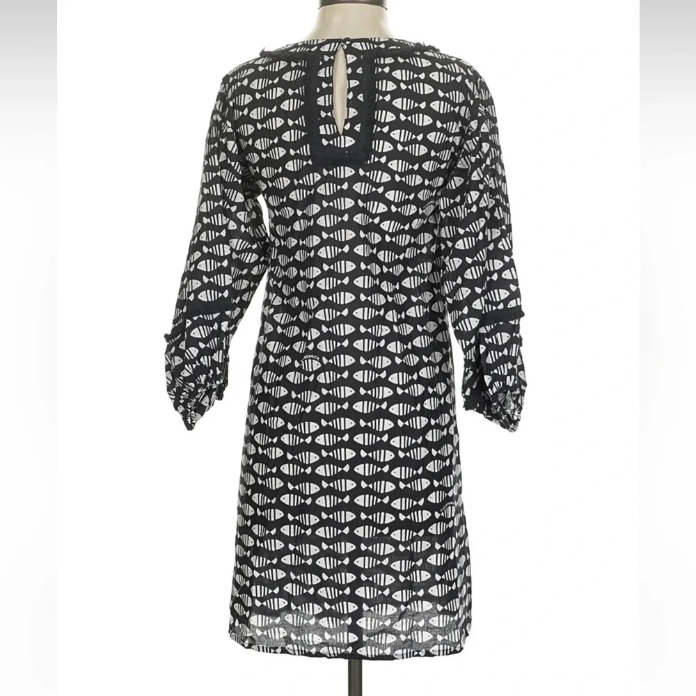 Tuckernuck Black and White Patterned Monochrome Cotton Shift Dress Size Small - Picture 3 of 6